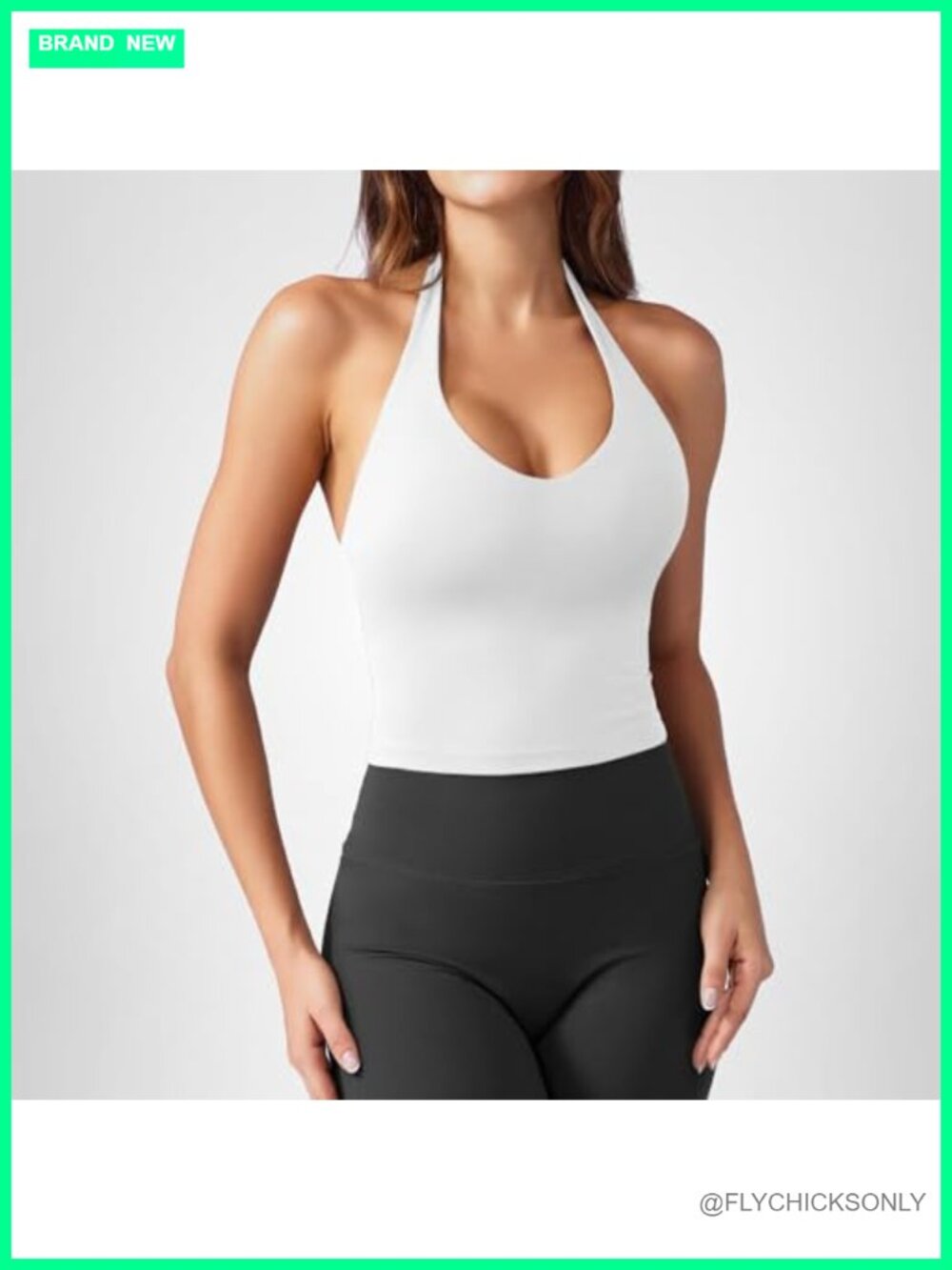 Halter Crop Top V Neck Padded Sleeveless Backless Tank Top